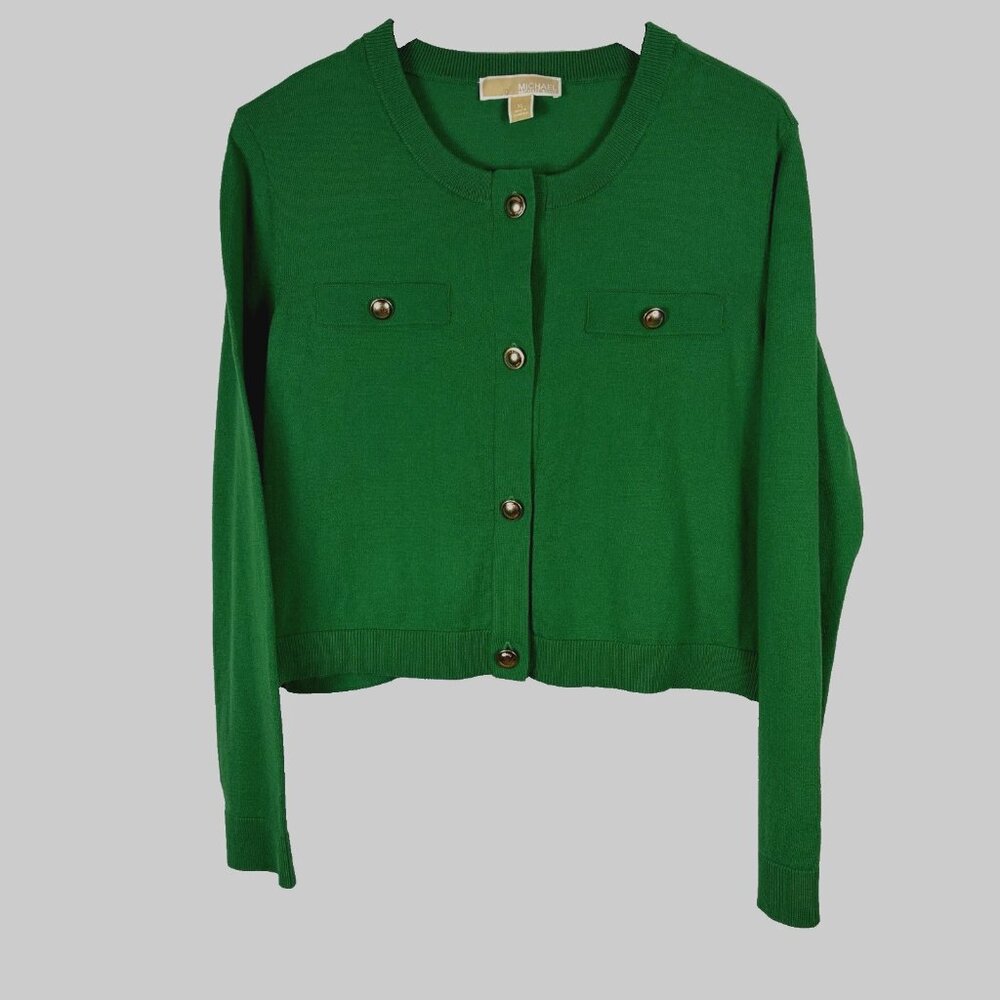 MICHAEL Michael Kors Stretch Knit Cardigan - Green - XL